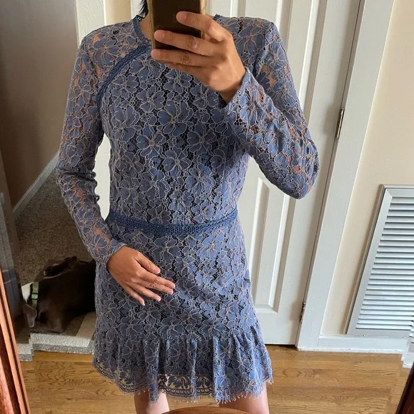 adelyn rae blue lace dress Adelyn Rae: Janice 3D Lace Mini Dress: Rose – The Squad Boutique
